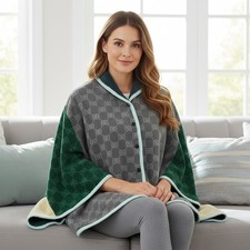 Fleece Wearable Blanket, Comfy Poncho Throw with Buttons, Warmth and Plush NEW 