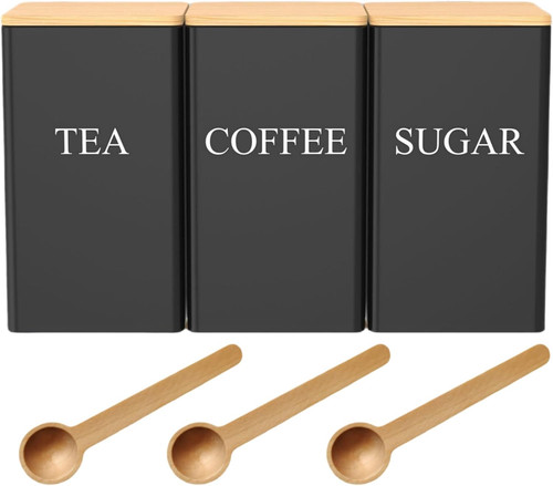 Tea sugar and coffee canisters - coffee,
