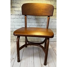 Vintage Child's School Desk Chair Steel and Solid Wood