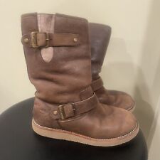 UGG Boots Women’s 5678 Brown Kensington Biker Leather Shearling Boots Size 6 US