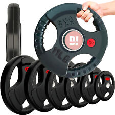 2/1X Sports Olympic Tri Grip Cast Iron Weight Plates Rubber Encased