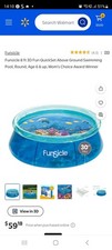 Funsicle 8 ft 3D Fun QuickSet Above Ground Swimming Pool, Round, Age 6 &