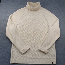 Belstaff Roll Neck Jumper Mens XXL Cream Cotton Fishermans Sweater Chunky Knit 