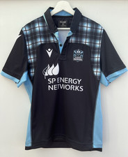 Glasgow Warriors Rugby Shirt Macron Blue Short Sleeve Mens Medium M