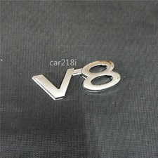 1x V8 Silver Chrome Plastic