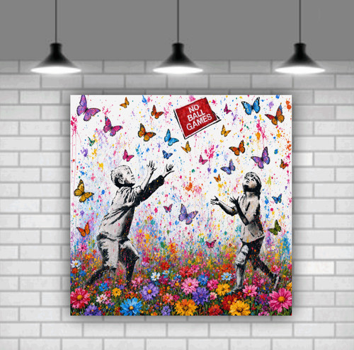 Banksy style colourful - , flowers