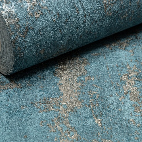 Blue concrete effect wallpaper - blue,
