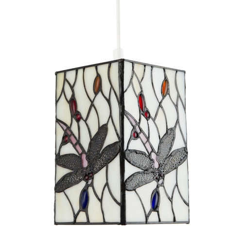 White stained glass - glass, dragonfly
