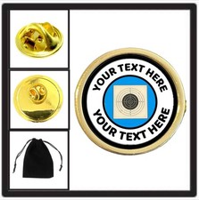 3 x Personalised  Shooting Target (PE1) Lapel Pin Badges