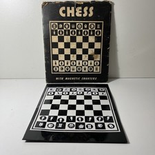 Vintage Magnetic Chess Set Metal Board Made In England By Miscellania Display