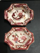 MASONS IRONSTONE PAIR OF MANDALAY RED BONBON OR TRINKET DISHES