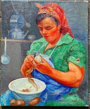 ::Oil Painting Girl Peeling