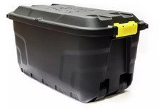Strata 110L Heavy Duty Wheeled Plastic Storage Trunk - Black