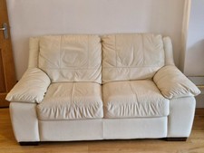 Cream leather 2 seater sofa