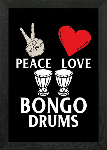 Peace love bongo drums framed - love,