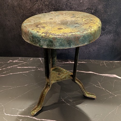 Antique metal milking stool - antique,