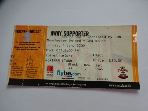 Ticket stub southampton v - stub,