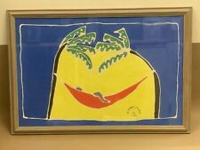 Man on hammock batik painting framed 