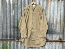 1966 VINTAGE BRITISH ARMY COTTON POPLIN COLLARLESS No.2 DRESS KHAKI SHIRT