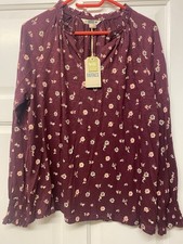 Fat Face Women's Long Sleeve Top Size 12 Plum Floral