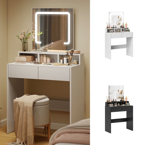 Vanity desk with mirror and - with,