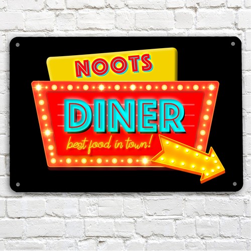 Personalised retro diner black - personalised,
