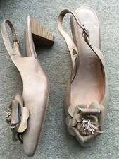 Hispanitas Ladies Shoes Sling Back Mid Heel Flower Detailing Size 6 or 39