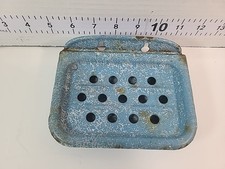 Vintage Primitive Powder Blue Splatterware Enamel Metal Soap Dish Wall Mount