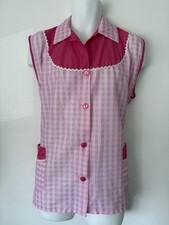 Ladies Nylon Overall Check Design Pink Pinny Ric Rac pattern design NEW Sz 20