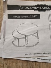 Modern round side table set of 2 space saving design metal frame easy assemble