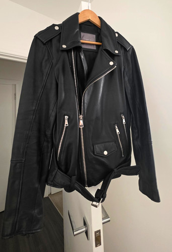 Zara man black leather biker - man,