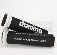 Genuine Domino White & Black A010 Motorbike Grips with Covers for Italjet Bikes
