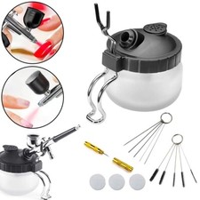 Airbrush Cleaning Pot Cleaner Glass Paint Jar Airbrush Stand Filters Brushes Kit