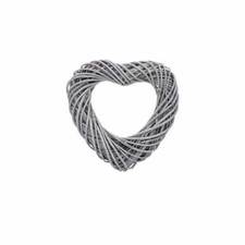 Rustic Grey Wicker Heart 30cm