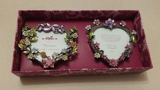 Past Times Victorian Picture Miniature Flora Heart Shaped Frames 3" x 3" (NEW)