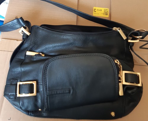 Bag black leather - bag, shoulder