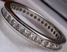 18Ct White Gold 1Ct Diamond Princess Eternity Wedding Band Ring Size M/N