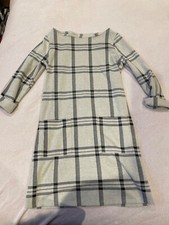 ladies tartan white dress. Pockets at front. Length just above knee. Primark. Si
