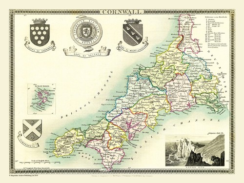 Old map cornwall - cornwall, 1836