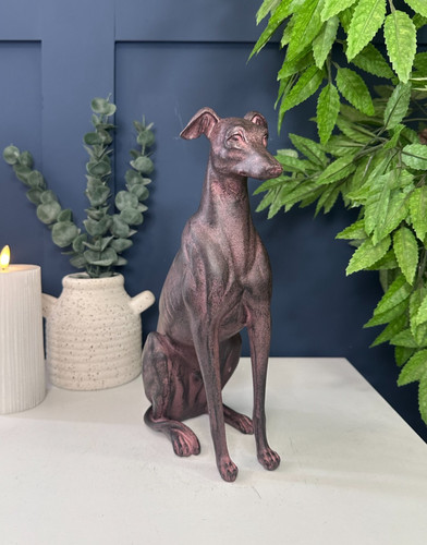 Sitting greyhound dog - greyhound, figurine