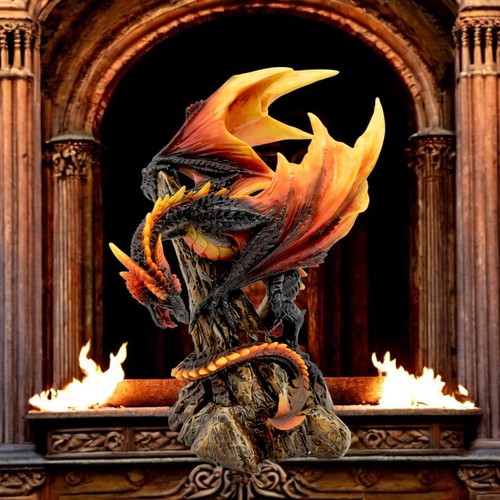 Fire dragon figurine fantasy - figurine,