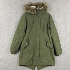 Ozark Trail Jacket Womens Size 14 UK Khaki ParkaFur Trim Thermolite Fleece Lined