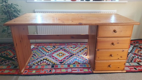 Solid pine wood - desk, with