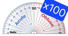 100 x Helix Protractor Clear