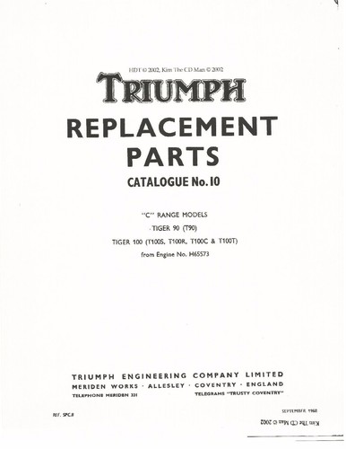 Triumph parts manual book - parts,