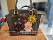 Vendula London Grey Owl Large Vegan Leather Grab Bag