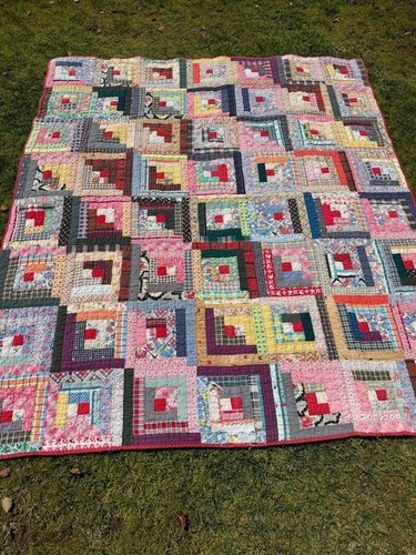 Vtg log cabin patchwork - vtg,