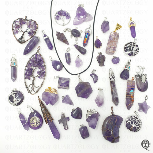 Amethyst stone chakra necklace - stone,