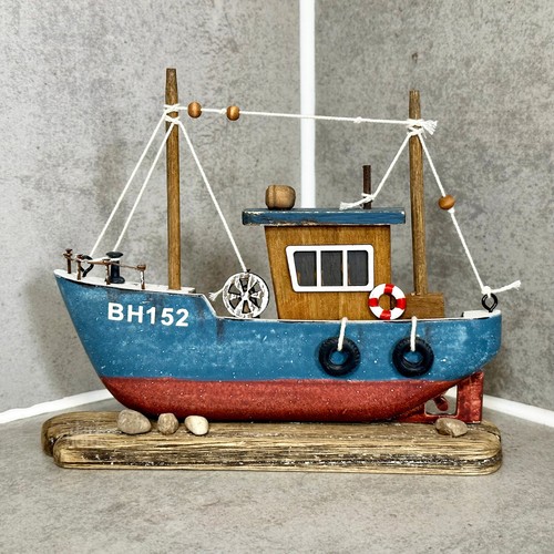 Wooden trawler ornament - wooden,
