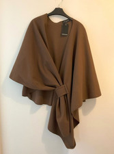 Ribbed Knit Brown Wrap Cape